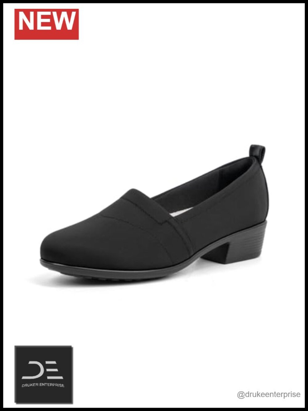 Women's Orthopedic Low Block Heel Slip On Round Toe Comfortable Dress Shoes